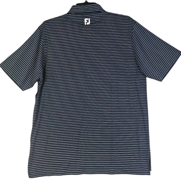 FootJoy ~Men's Size L~ Black/White Striped Golf Polo Shirt Logo, Polyester NWT - Picture 6 of 14
